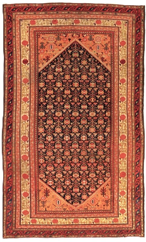 Antiker Malayer Teppich 219x133 cm – 100 Jahre Handwerkskunst, handgeknüpft