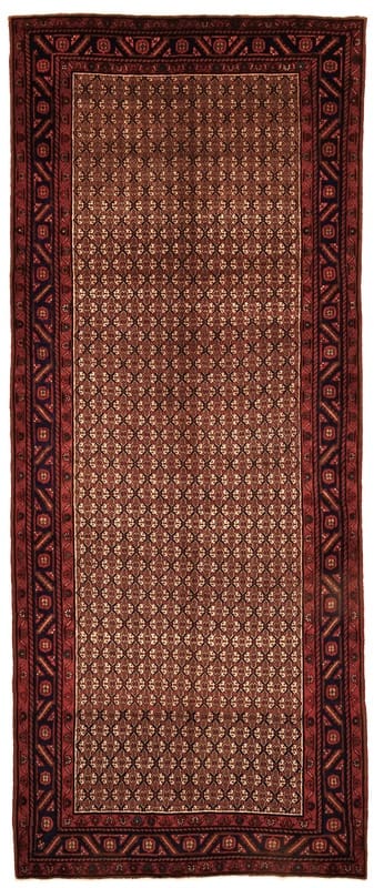 Antiker Perserteppich 378x155 cm, 128.000 Knoten, Wolle/Seide, handgeknüpft