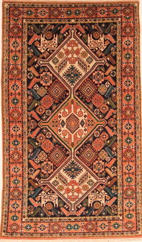 Antiker Russ Teppich 210x124 cm – Handgeknüpft, 100% Wolle, Ornamente