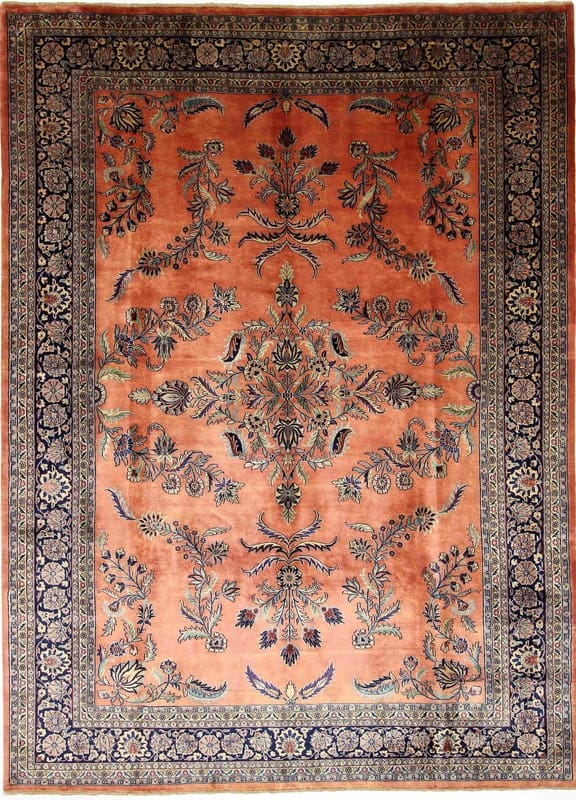 Antiker Sarough Teppich 347x256 cm – einzigartiges Design, handgeknüpft