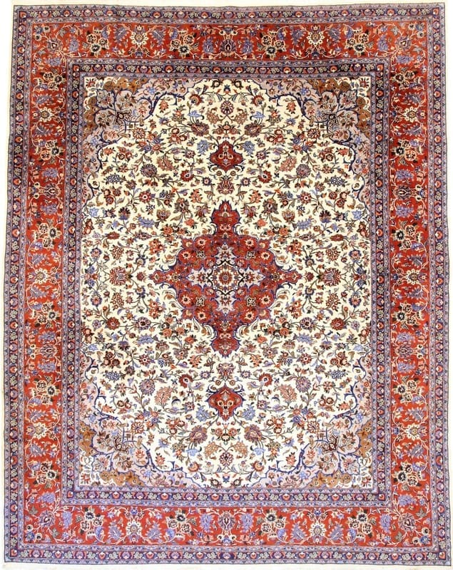 Antiker Sarough Farahan Teppich 386x305 cm – farbenfrohes Design, handgeknüpft H1