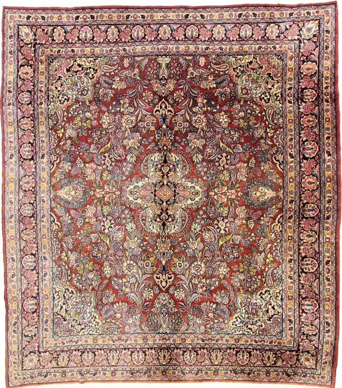Antiker Shahrbaft Perserteppich 359x321 cm, Wolle-Seide, handgeknüpft H1