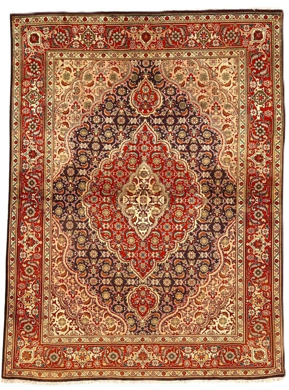 Antiker Tabriz Teppich 194x142 cm – Elegante Medaillons, handgeknüpft