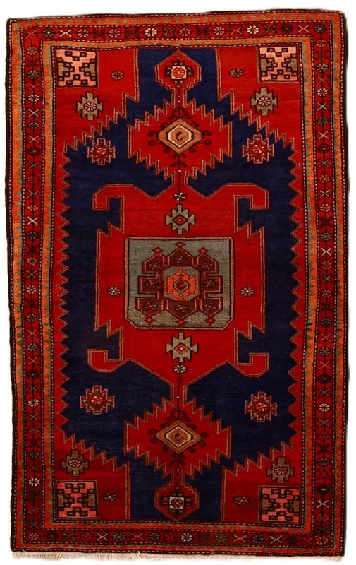 Antiker Taleghan Teppich 207x131 cm, 128.000 Knoten, handgeknüpft