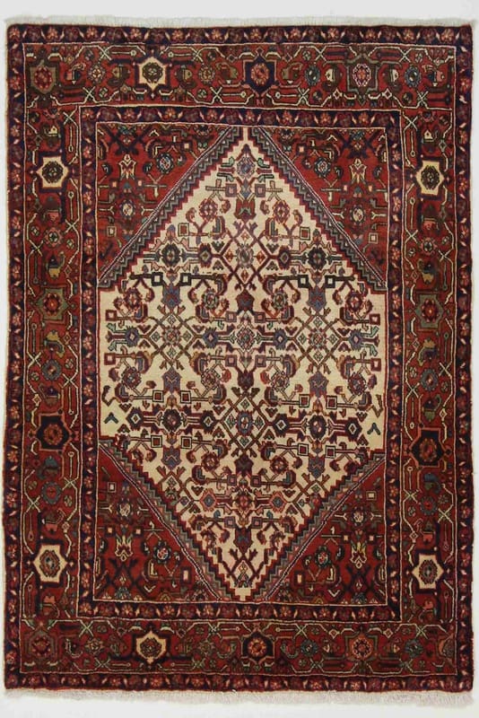Ardebil Teppich 160x110 cm – Rot Blau Creme, handgeknüpft