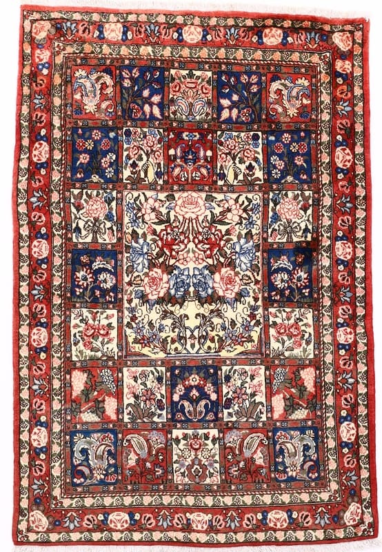 Bakhtiar Teppich 189x129 cm – handgeknüpft, Wolle, einzigartiges Design
