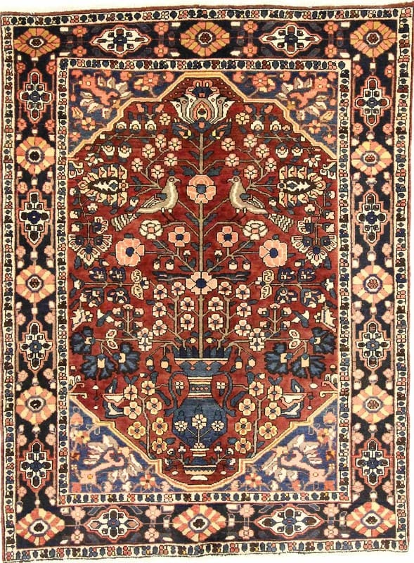 Bakhtiar Teppich 205x154 cm - Gartenmotive, handgeknüpft, Perserteppich