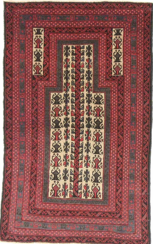 Balusch Orientteppich 127x81 cm – Handgeknüpft, 100% Wolle