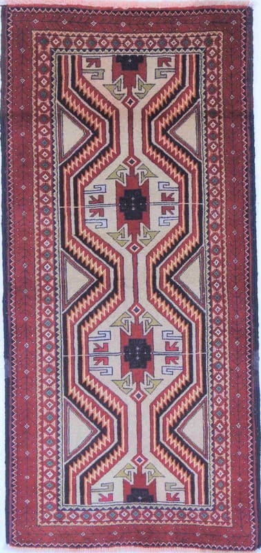 Belutsch Orientteppich 168x89 cm – Handgeknüpft, geometrisches Design