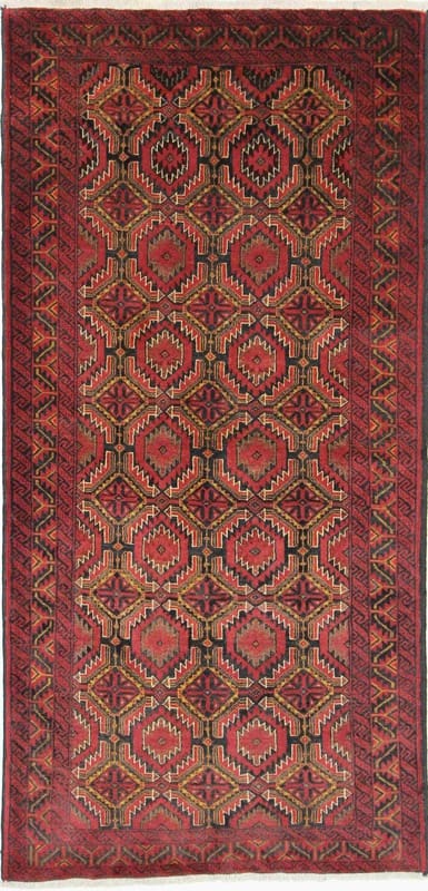 Belutsch Orientteppich 208x102 cm, handgeknüpft, buntes Muster
