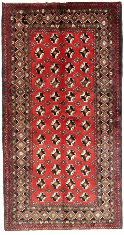Belutsch Orientteppich 215x111 cm, handgeknüpft, geometrisches Design