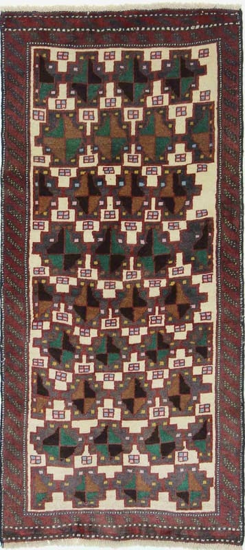 Belutsch Teppich 155x72 cm, geometrisches Muster, handgeknüpft