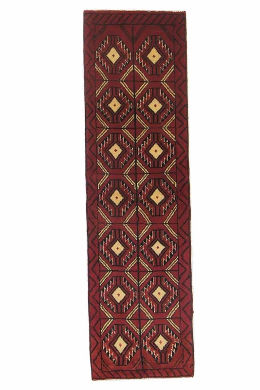 Belutsch Teppich 179x50 cm, geometrisches Muster, 100% Wolle, handgeknüpft