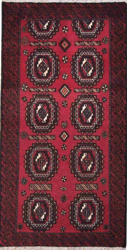 Belutsch Teppich 184x96 cm, 100% Wolle, handgeknüpft, Orientteppich