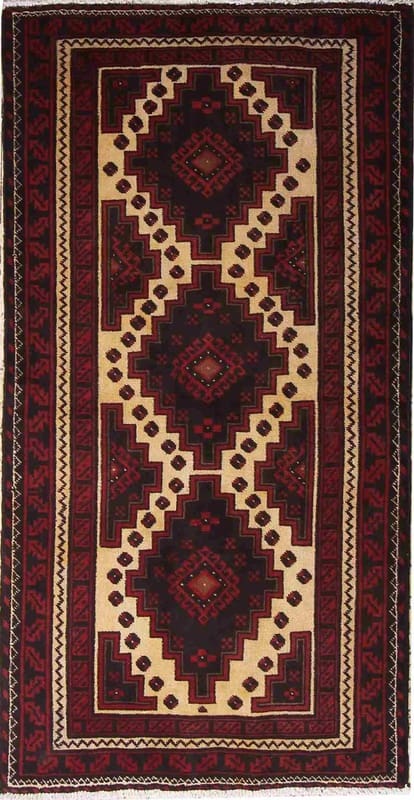Belutsch Teppich 191x102 cm, handgeknüpft, 100% Wolle, Orientteppich