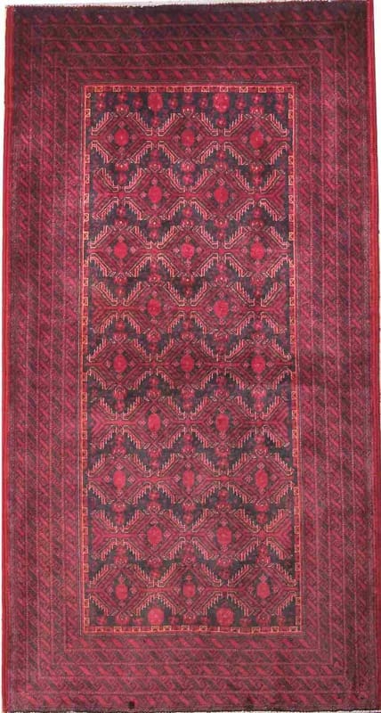 Belutsch Teppich 200x98 cm - Geometrische Eleganz, handgeknüpft