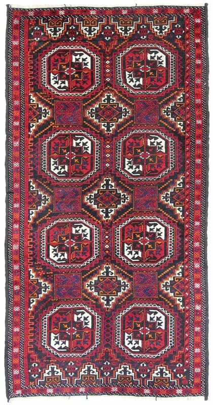 Belutsch Teppich 239x112 cm – Geometrische Muster, handgeknüpft