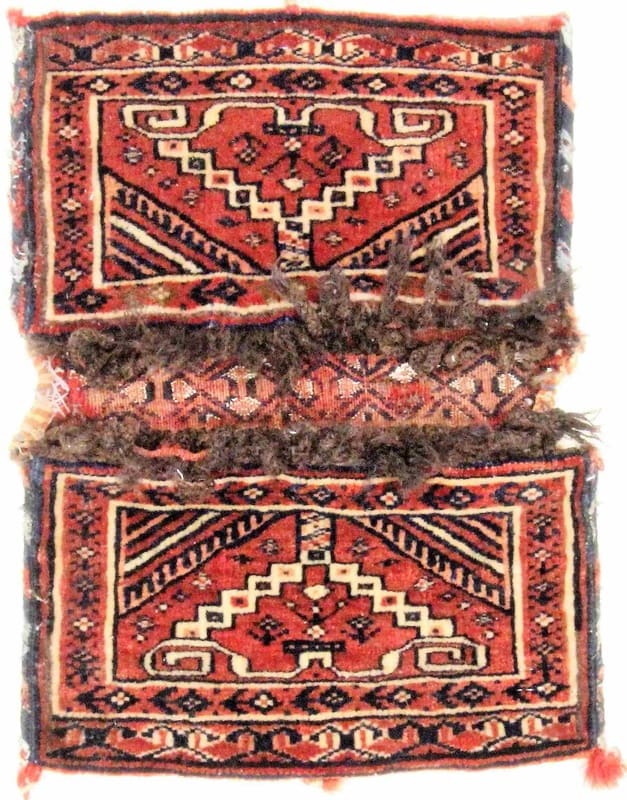 Belutsch Teppich 42x36 cm, geometrisches Muster, handgeknüpft