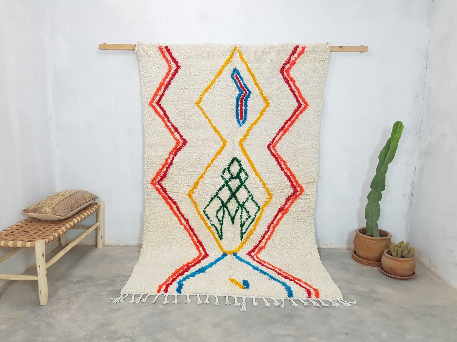 Berber Teppich 245x150 cm handgeknüpft Marokko Boho Unikat