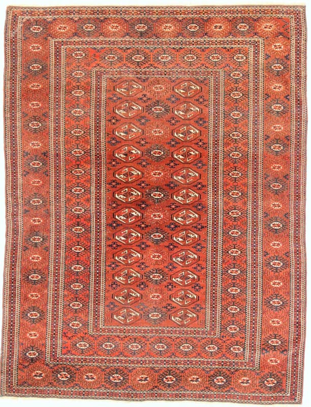 Bukhara Orientteppich 206x156 cm, geometrisches Muster, handgeknüpft