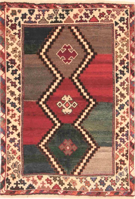 Bunter Ghashghai Teppich 142x98 cm, 160.000 Knoten/m², handgeknüpft