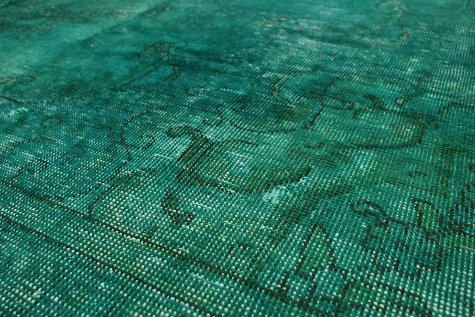 Vintage-Teppich 292x279cm türkis-grün, handgeknüpft