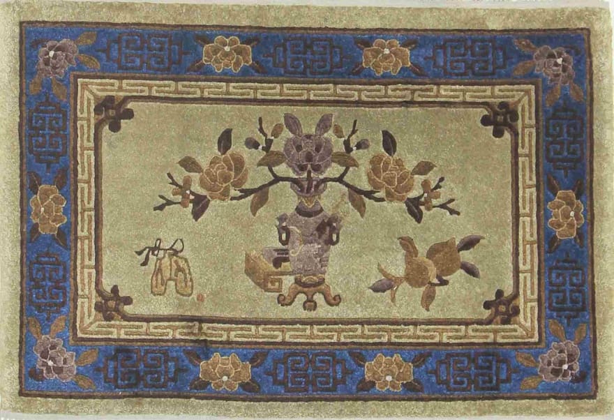 Eleganter China Seidenteppich 77x56 cm – handgeknüpft, Luxus-Design