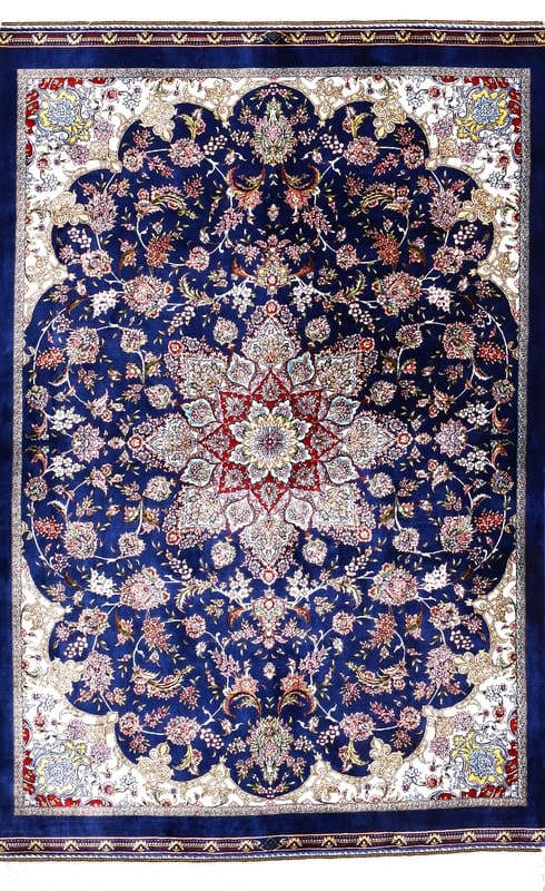 Eleganter Ghom Rose Teppich 122x81 cm – Perserteppich, handgeknüpft