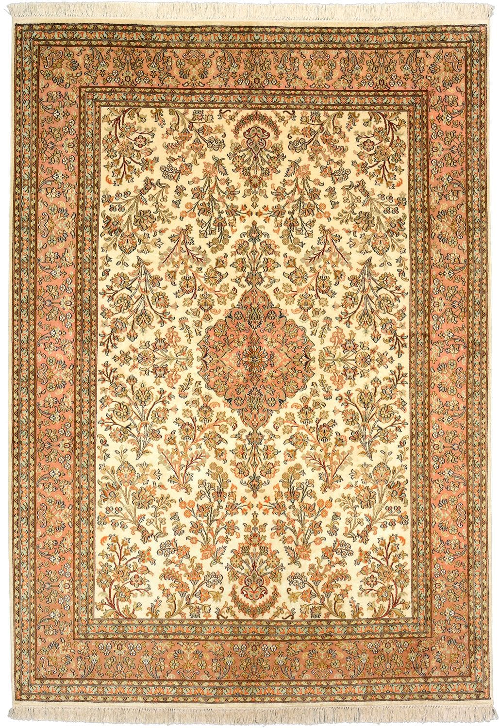 Eleganter Kashmirseide Orientteppich 159 x 223cm – handgeknüpft