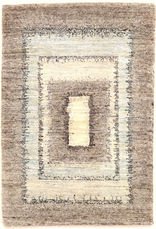 Eleganter Loribaft Orientteppich 93x64 cm in Beige-Grau, handgeknüpft