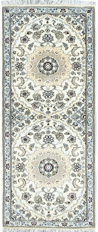 Eleganter NAIN 9LA Läufer 209x84 cm in Pastelltönen, handgeknüpft