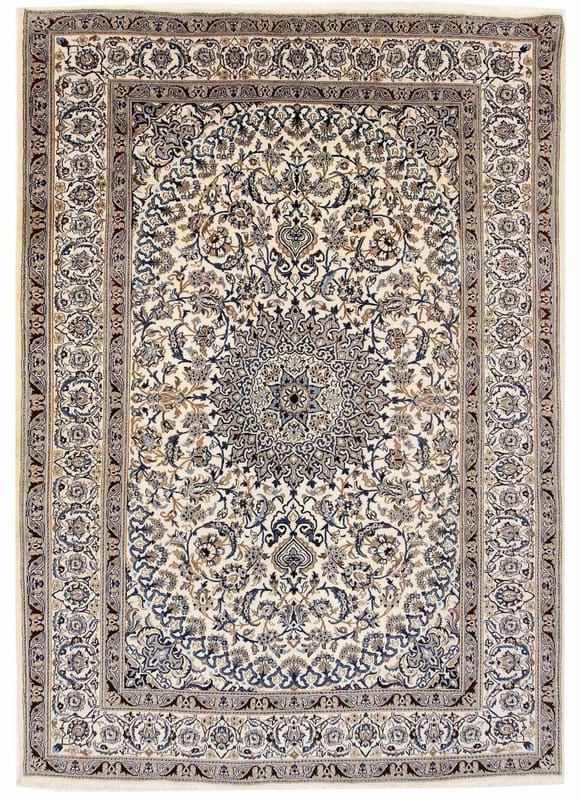 Eleganter Nain-Perserteppich 345x241 cm mit filigranen Mustern, handgeknüpft