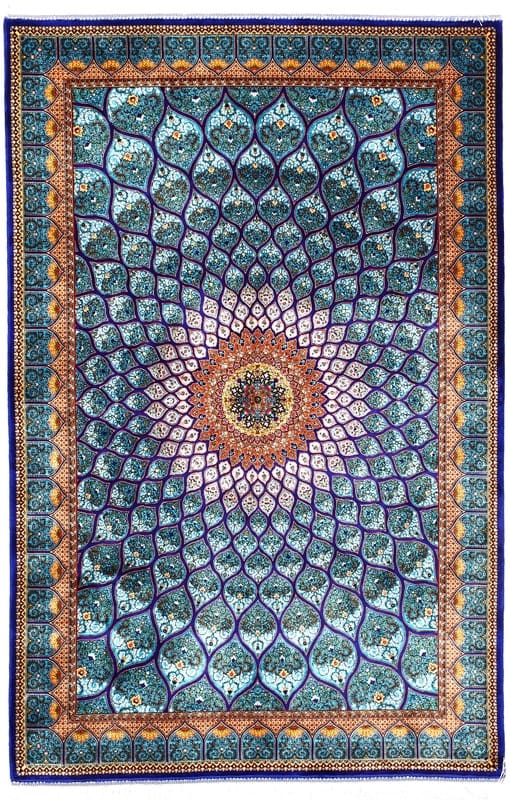 Eleganter Perserteppich 152x101 cm, Blau-Türkis, handgeknüpft