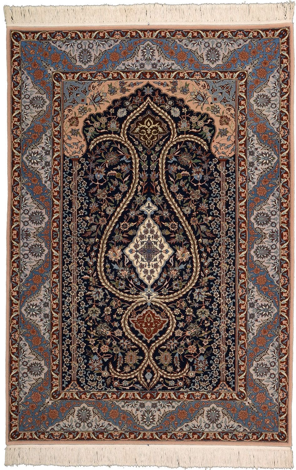 Exklusiver Isfahan Orientteppich 127 x 184 cm - 500000 Knoten, handgeknüpft H1