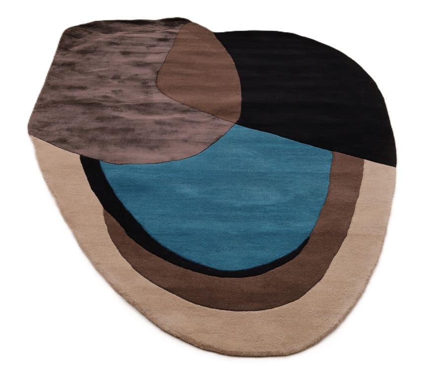 Exklusiver Orientteppich 232x161 cm, handgetuftet, modern, blau-beige