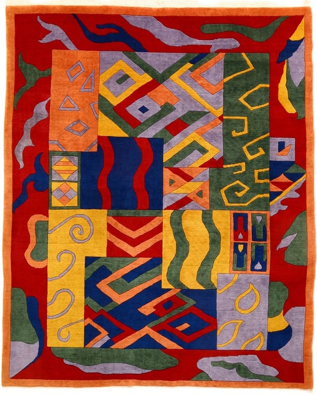 Exklusiver Orientteppich 242x196 cm – handgeknüpft in Nepal, Patchwork