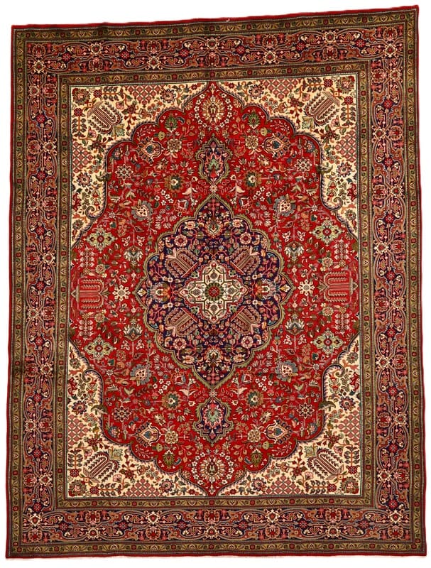 Exklusiver Tabriz Teppich 382x291 cm – Handgeknüpft, Schurwolle