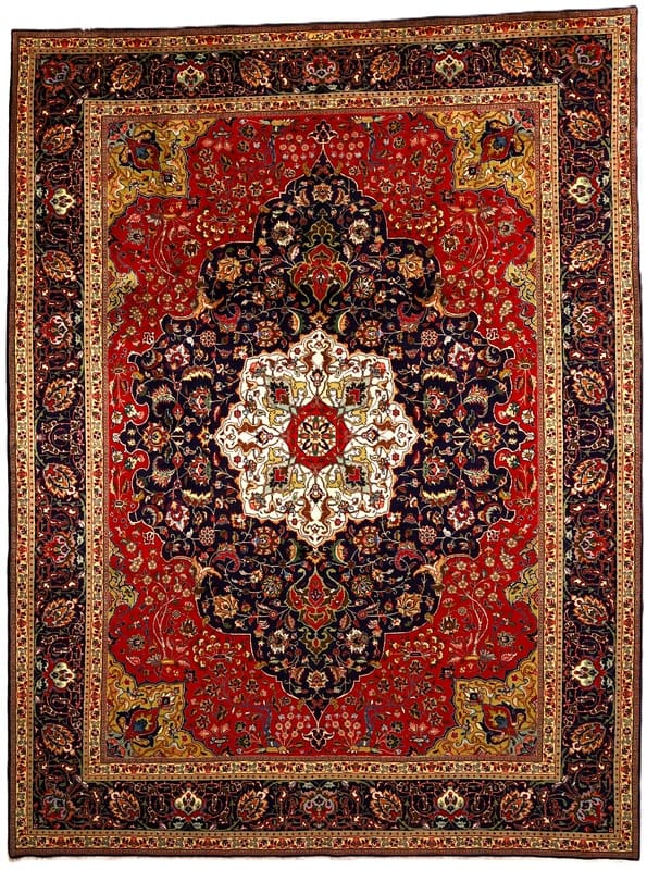 Exklusiver Tabriz Teppich 392x296 cm, handgeknüpft aus Wolle, Orientteppich