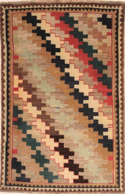 Gabbeh Teppich 153x101 cm - Geometrische Muster, handgeknüpft