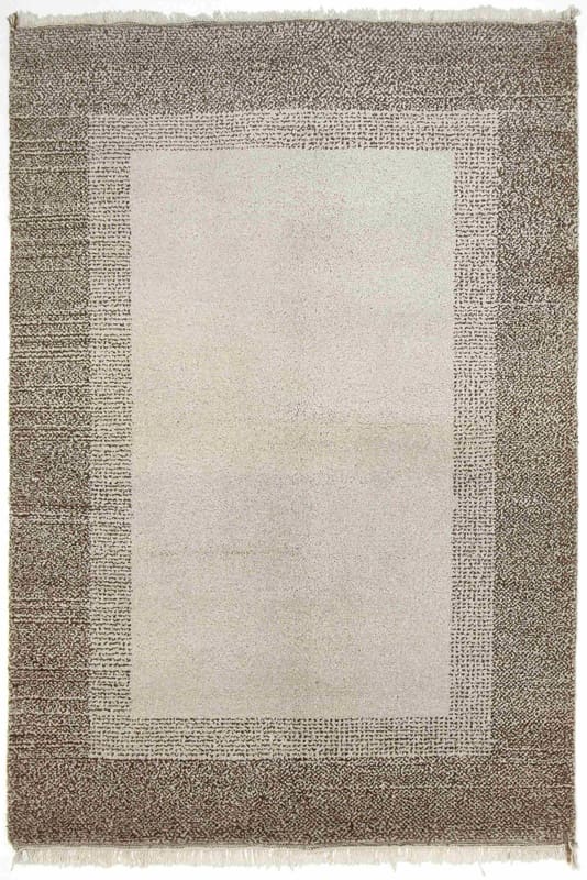 Gabbeh Teppich 185x123 cm – Cremefarben, geometrisches Muster, handgeknüpft