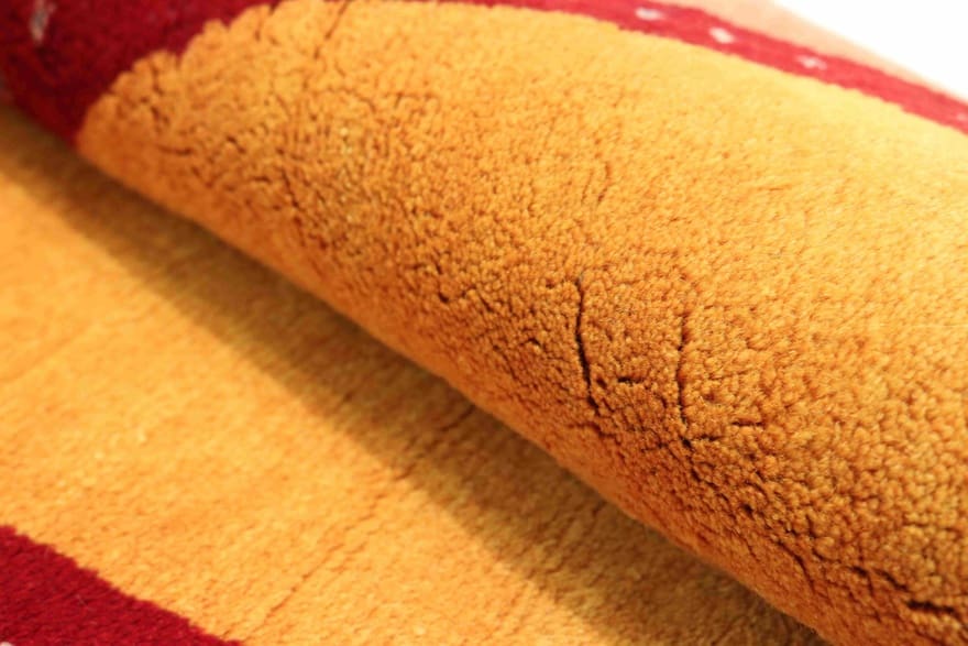 Gabbeh Teppich 234x80 cm, geometrisches Muster, handgeknüpft