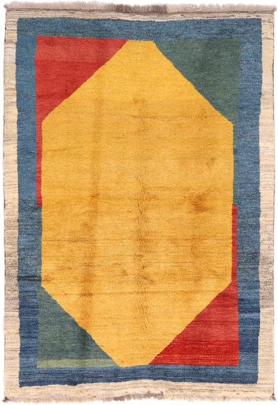 Gabbeh Teppich 247x176 cm - Gelb, handgeknüpft, Perserteppich