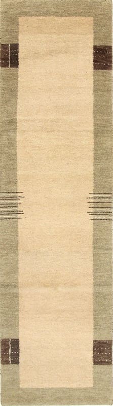 Gabbeh Teppich 302x81 cm – Cremefarben, geometrisch, handgeknüpft