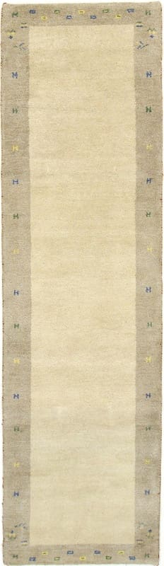 Gabbeh Teppich 302x81 cm, cremefarben, geometrisches Muster, handgeknüpft