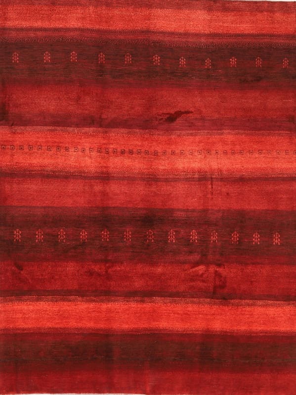 Gabbeh Teppich 337x255 cm – Geometrisches Muster, handgeknüpft