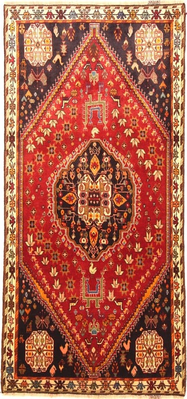 Ghashghai Orientteppich 364x100 cm – Klassisches Ziegler-Design, handgeknüpft