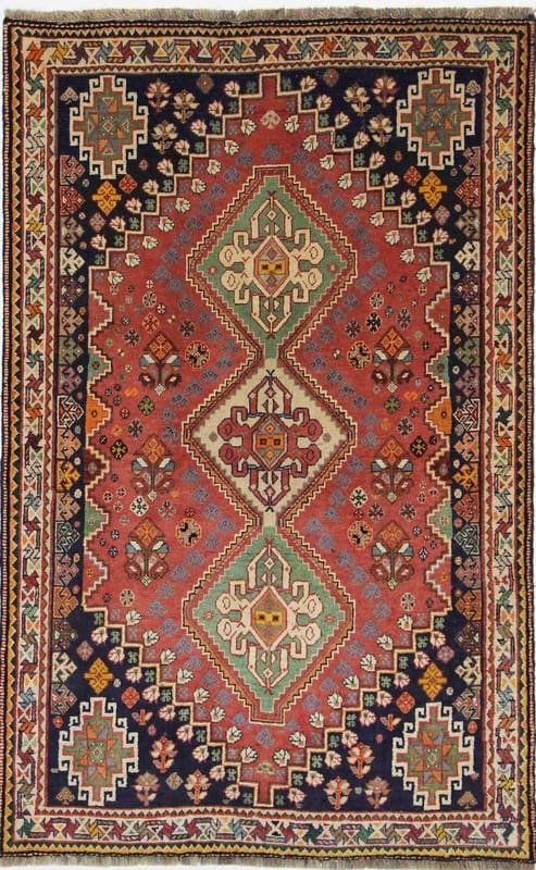 Ghashghai Teppich 169x107 cm, handgeknüpft, Perserteppich, rot/orange