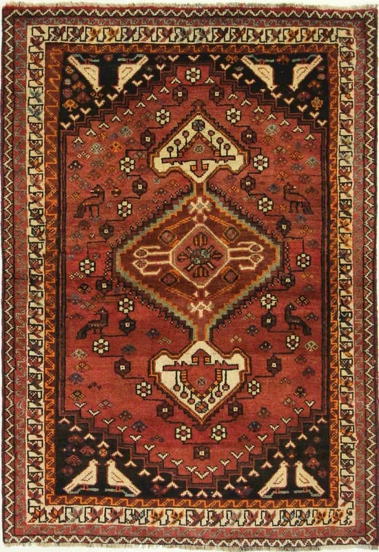 Ghashghai Teppich 169x118 cm, 160.000 Knoten/m², Rot/Orange, handgeknüpft