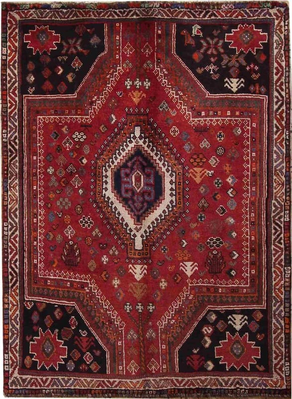 Ghashghai Teppich 169x124 cm, 160.000 Knoten/m², Wolle, rot-orange, handgeknüpft