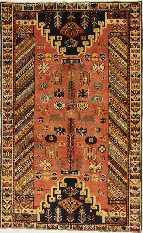 Ghashghai Teppich 212x133 cm, rot/orange, 160.000 Knoten/m², handgeknüpft, Perserteppich